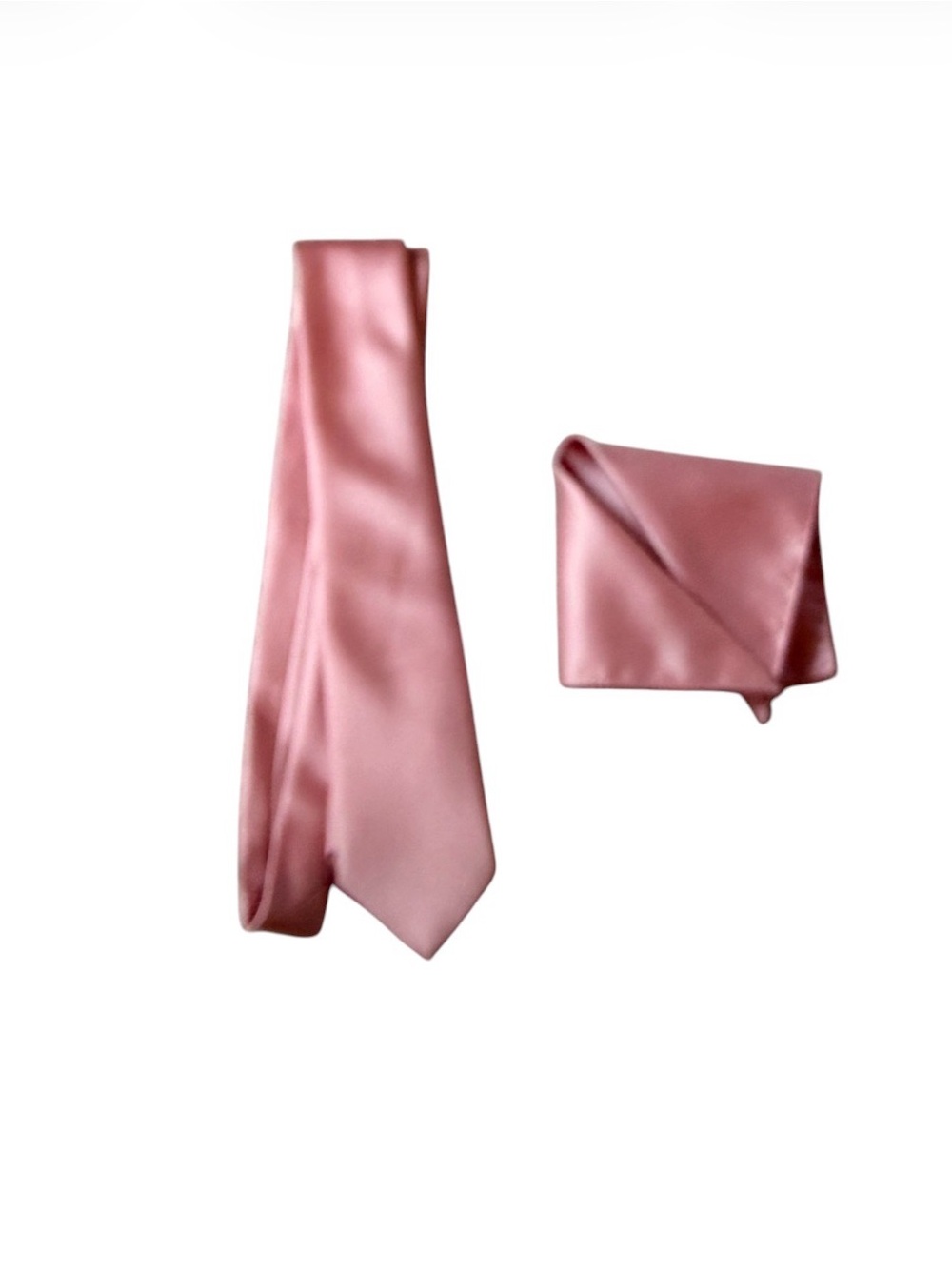 Van Buck England Wedding Tie and Pocket Square Set Dusky Pink Satin